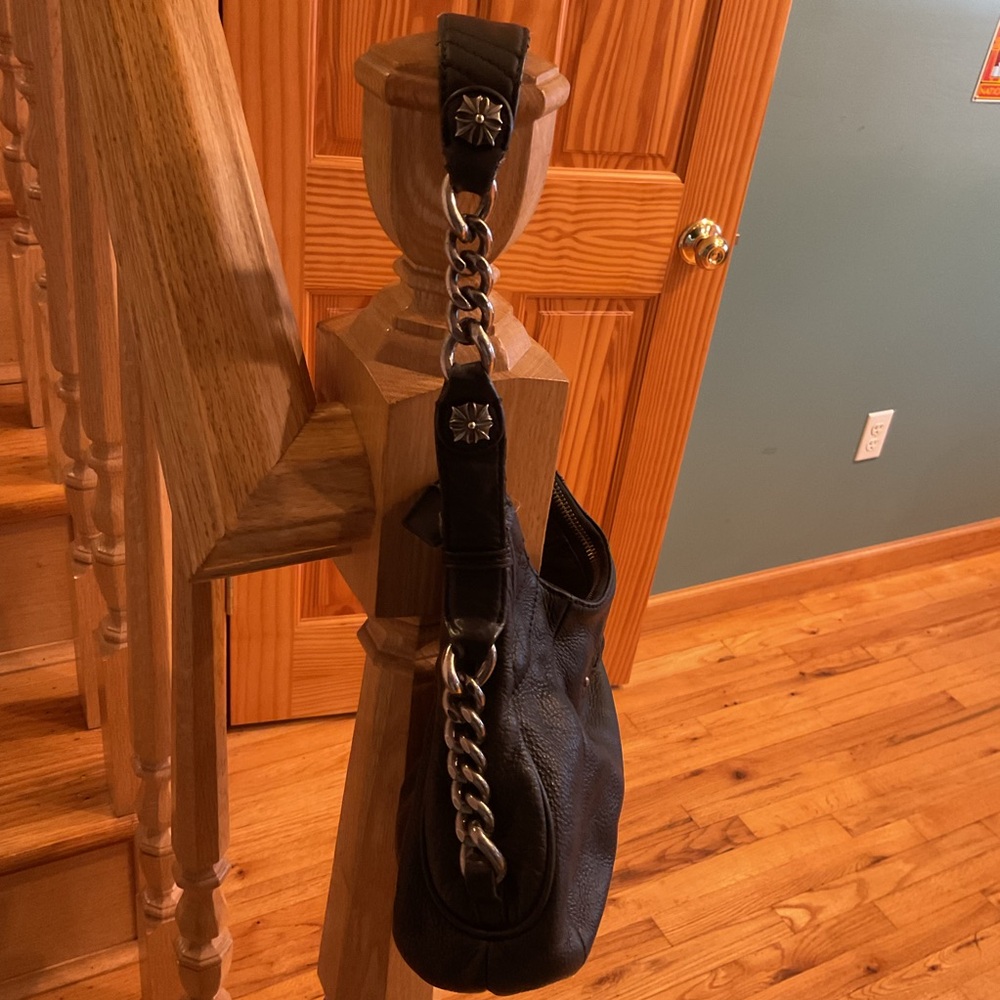 B. MAKOWSKY HOBO SHOULDER BAG VINTAGE 90’s Y2K BLACK LEATHER SILVER HARDWARE - Picture 3 of 16